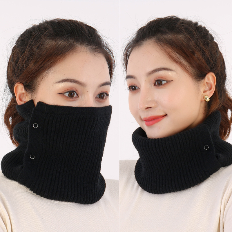 Écharpe tricotée chaude pour hommes et femmes, couvre-chef, boucle en cuivre, faux col en laine, élastique, pour garder le cou, T39