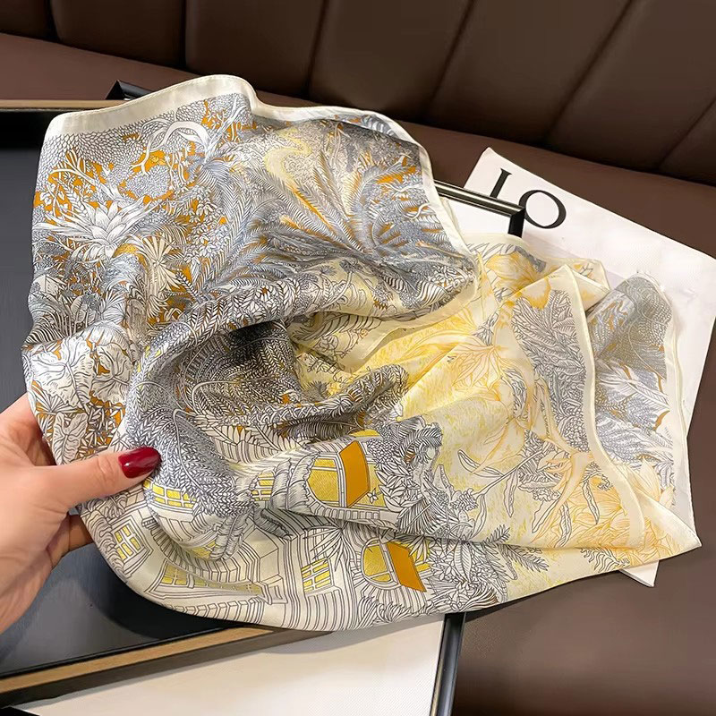 Écharpe carrée pour femmes, foulard de la présidence, châle de plage d'été, bandana, hijab, pashmina, mode 100%