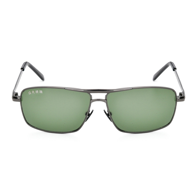 Shatar-Lunettes de soleil à double faisceau, monture en métal, lentille en verre unisexe, mode rétro, lentille verte, UV400, nouveau