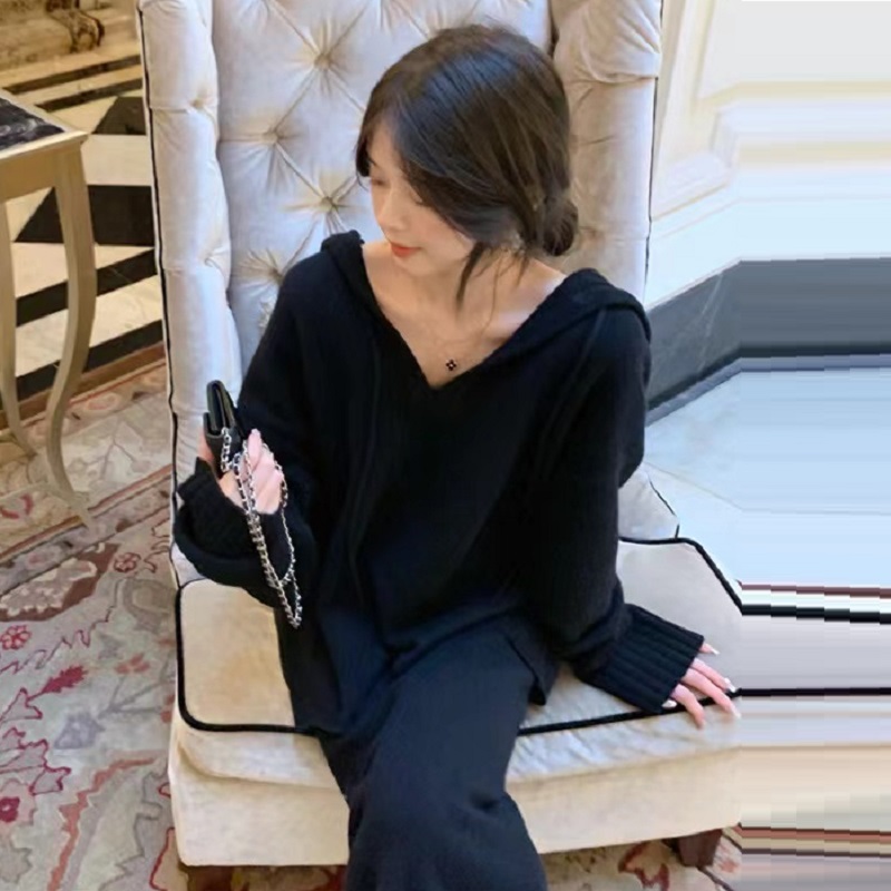 Vêtements coréens d'automne, ensemble tricoté avec jupe, tendances féminines 2026, ensemble jupe longue deux pièces, tenue deux pièces à capuche