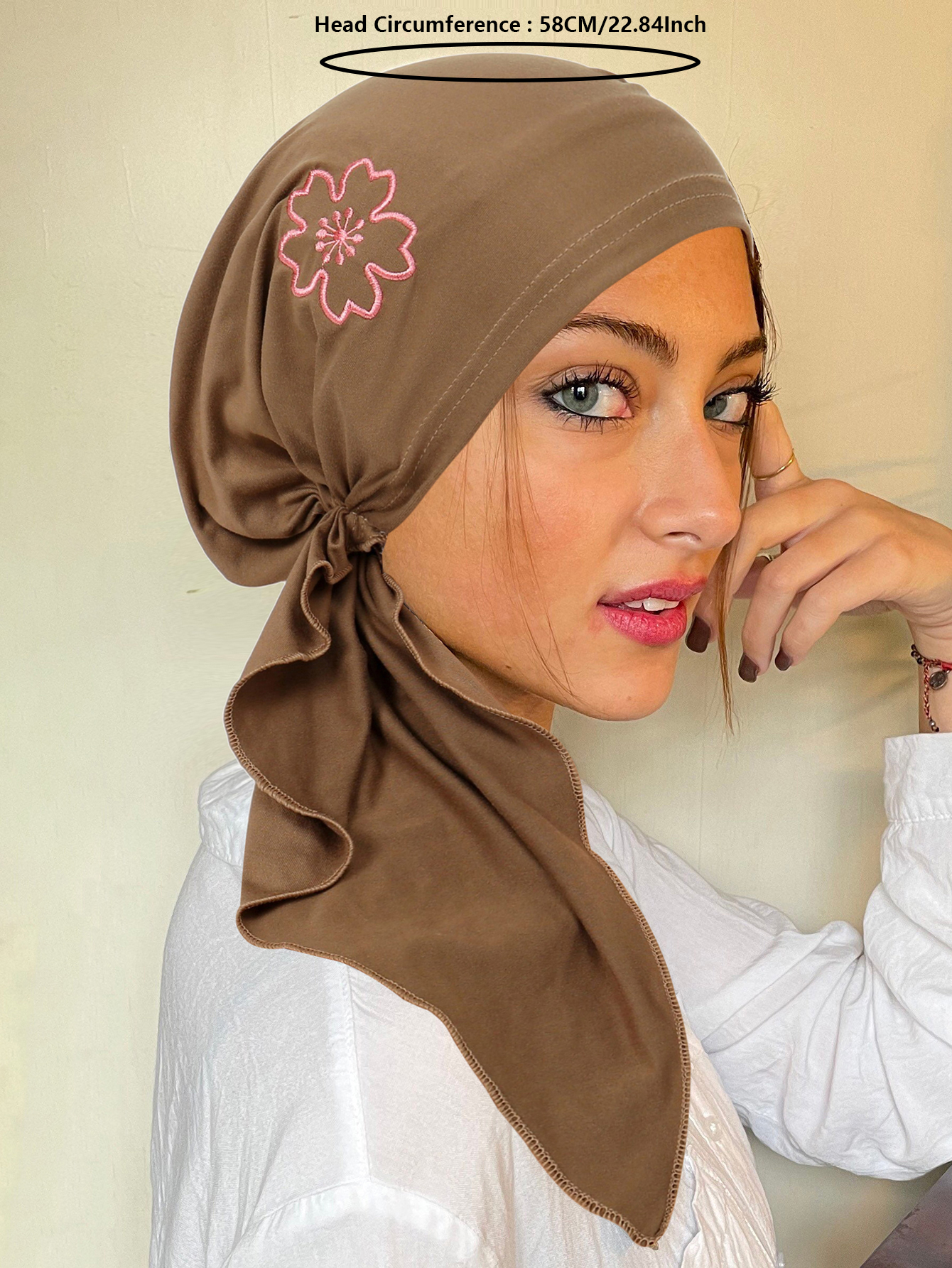 2025 nouveau doux Strech brodé fleurs femmes Hijab musulman dames Turban Bonnet longue queue tête enveloppement foulard chapeaux indiens