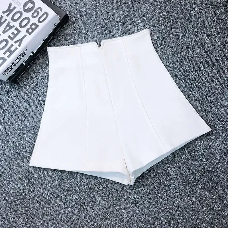 Blanc noir Stretch costume Shorts femmes nouveau Mini court Femme taille haute Shorts femmes pantalons chauds élégant jambe large été Shorts C5378