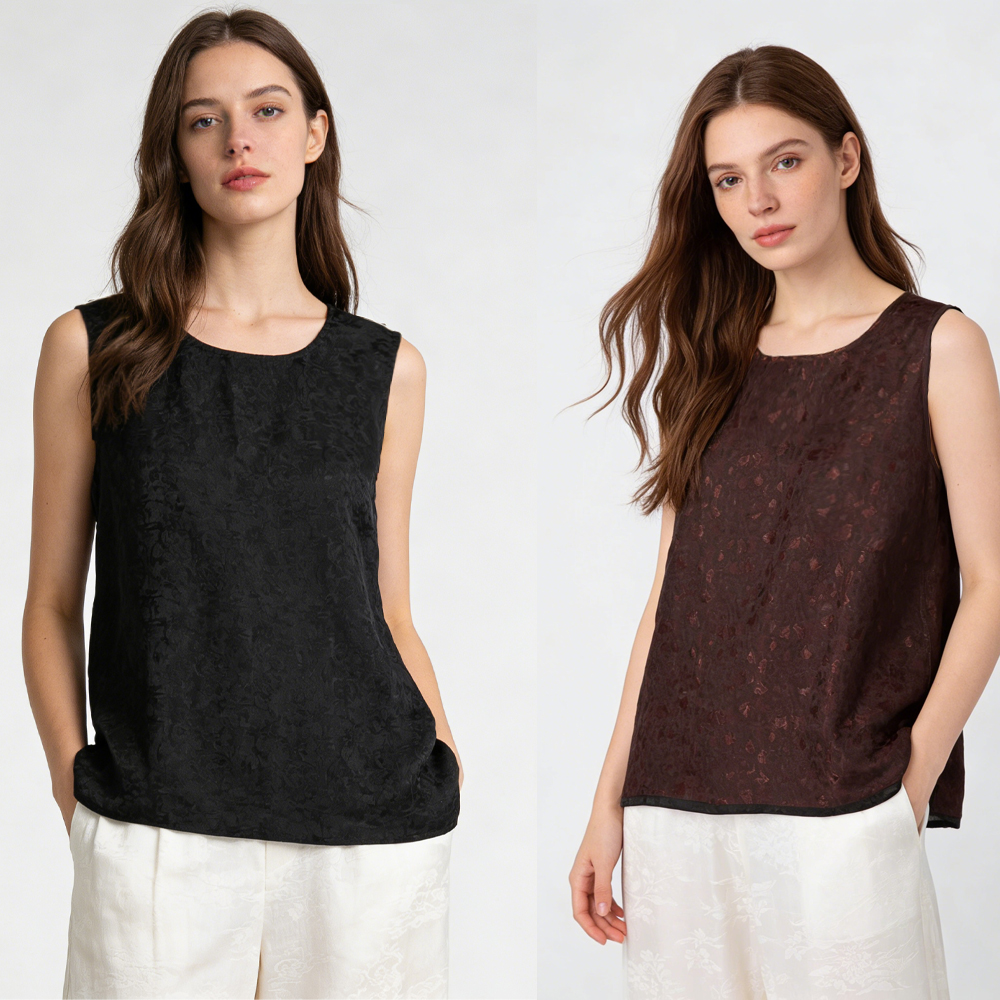 Nouvelle Collection Été 2026 – Gilet Sans Manches en Soie de Mûrier 100% Naturelle HuaLuo, Tissu Jacquard Nuage Parfumé, Double Usage, pour Femme