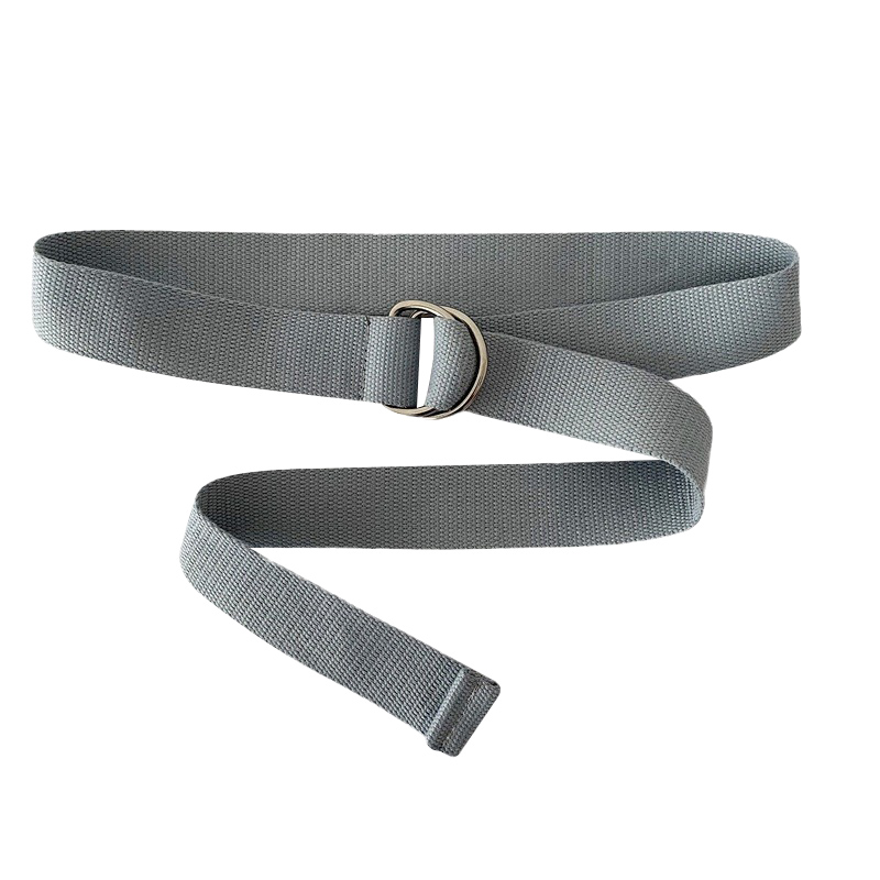 Ceinture en toile de mode couleur unie tendance alliage Double anneau boucle ceinture en plein air décontracté hommes et femmes jean décoration ceinture