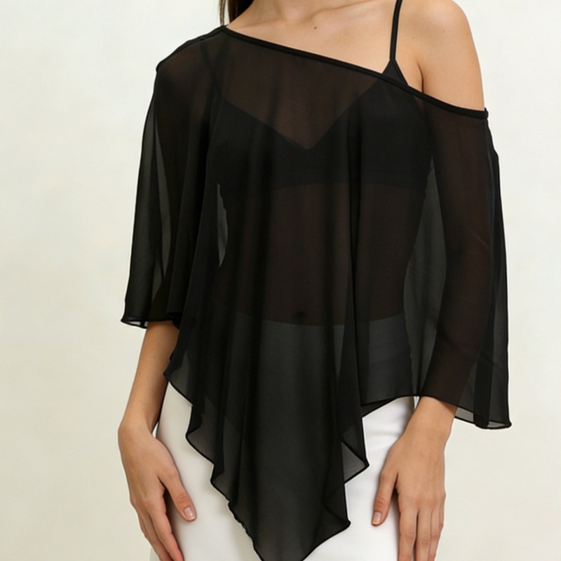 Ponchos et capes en maille transparente pour femmes, châles et étoles en mousseline pour robes de soirée, couvre-robe pour mariages et événements formels