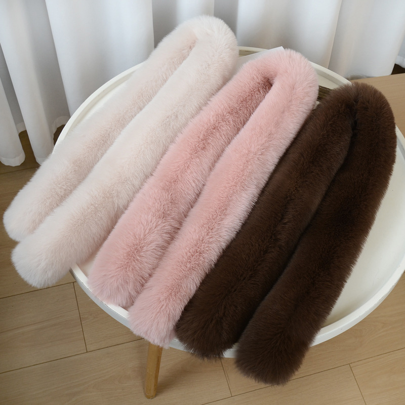 130cm fausse fourrure longue écharpe épaisse couleur unie longue bande écharpe douce fourrure décor dames cou plus chaud foulards hiver Imitation fourrure
