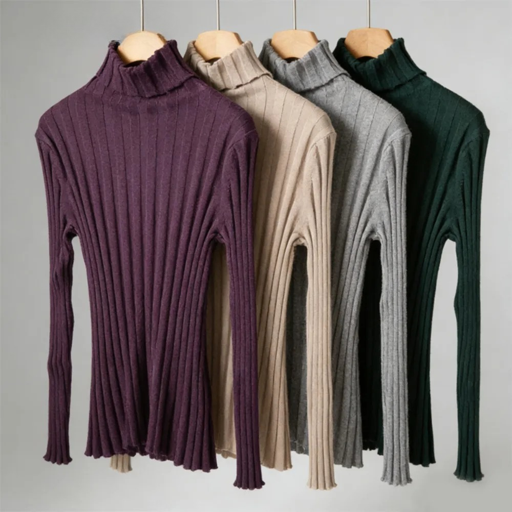 Pull en tricot pour femme, 70% soie de mûrier naturelle et 15% cachemire, col haut rayé, doux pour la peau, tendance