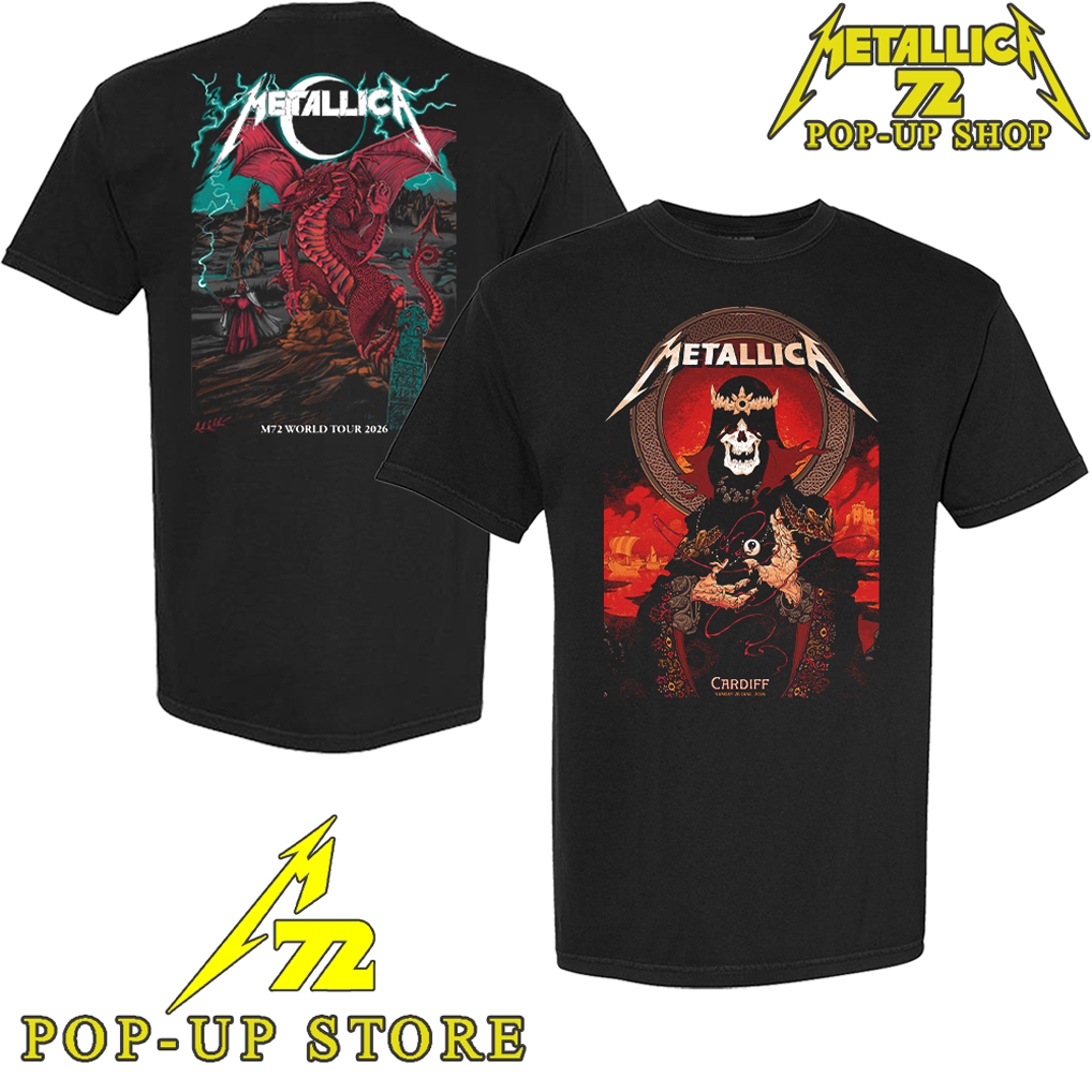 T-shirt Metallica M72 World Tour 2026 Cardiff pour hommes et femmes, vêtements d'été en coton, haut à manches courtes, Streetwear