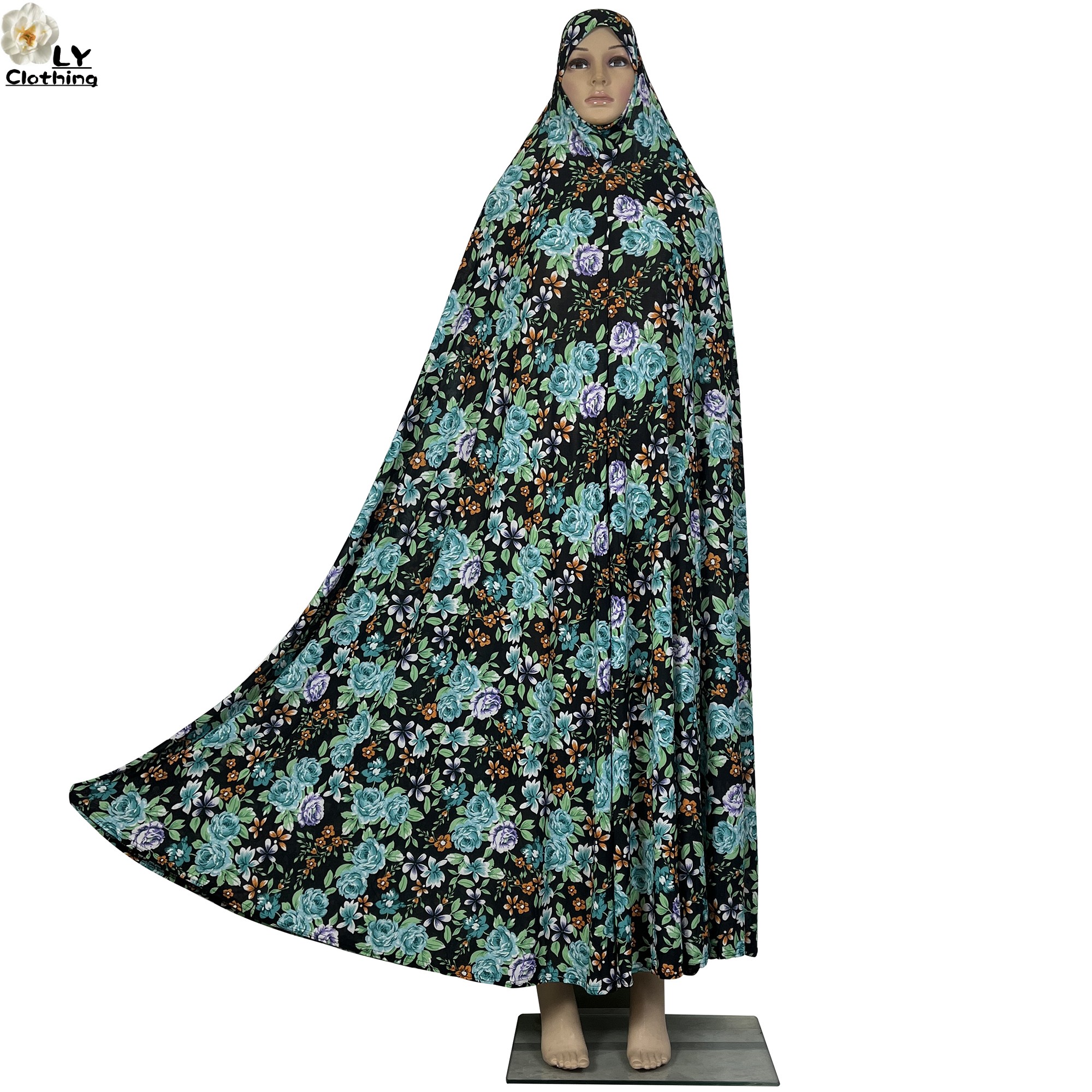 Abaya à capuche pour femmes musulmanes, vêtement de prière, ample, décontracté, imprimé Floral, dubaï, Robe saoudienne, vêtements islamiques, 2024
