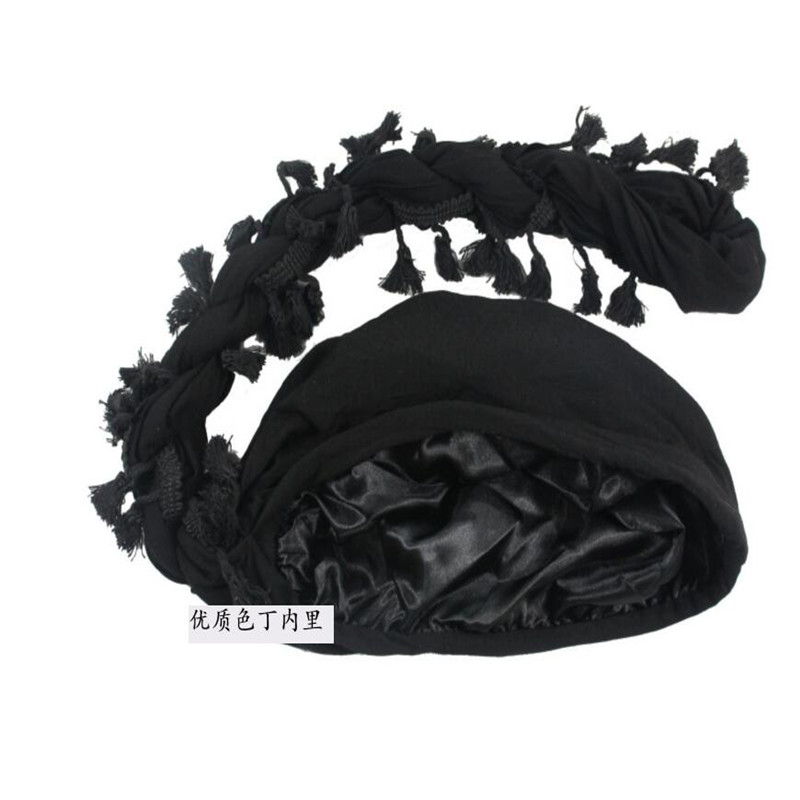 Chapeau Turban pour hommes, doublure en Satin, bandeau extensible, casquette de chimio Halo pour hommes, casquette indienne, foulard, chapeau Hip Hop