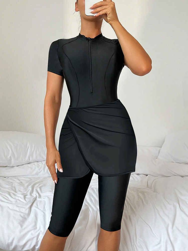 3 pièces/ensemble été plage modeste Burkinis Femmes maillots de bain musulmans femmes islamiques maillot de bain à manches courtes