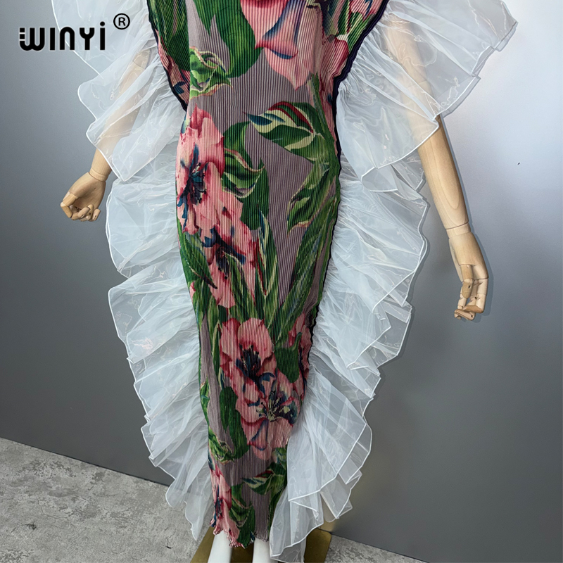 Robe plissée élastique WINYI, robe de plage, kaftan, abaya, robe de soirée de luxe Dubaï pour femmes musulmanes