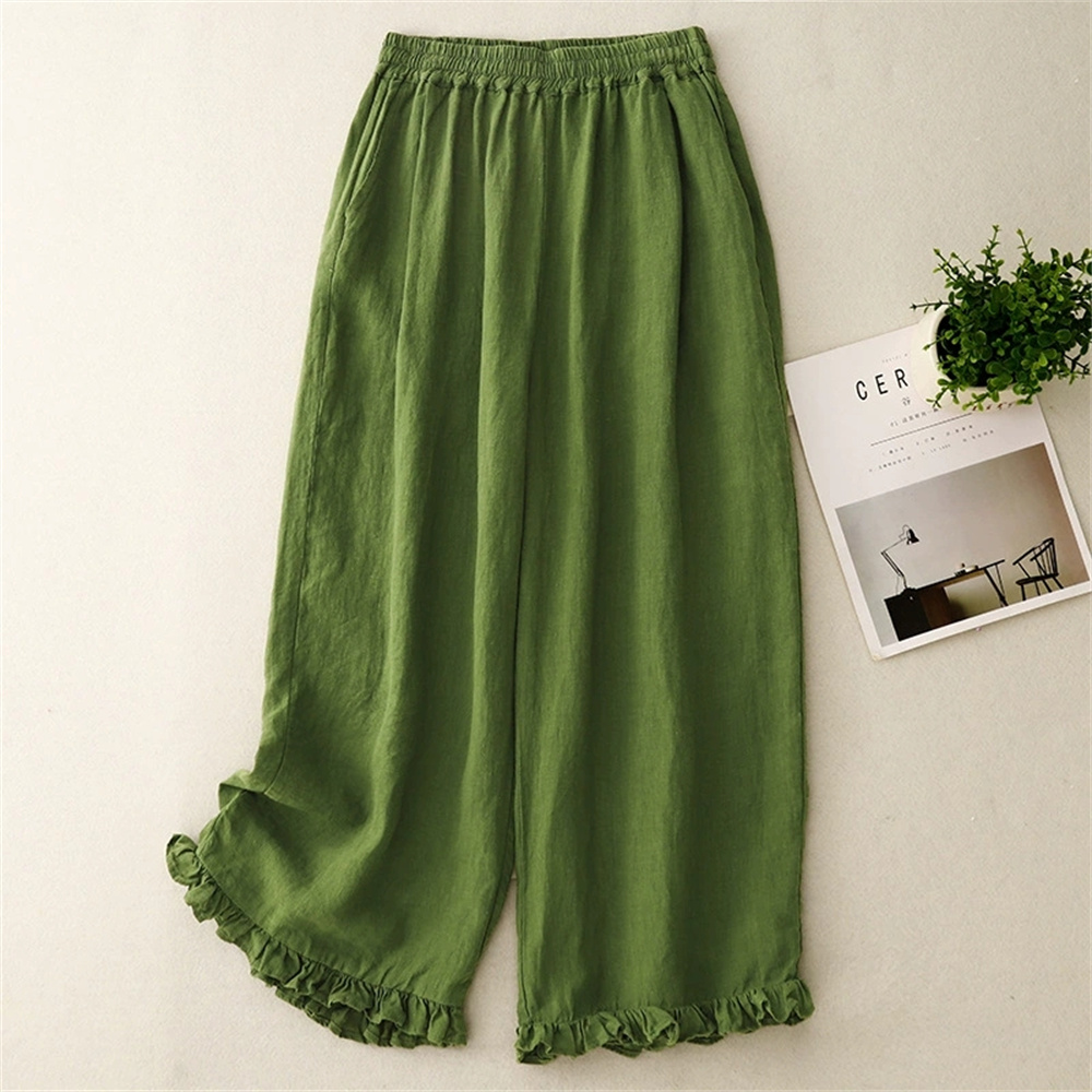 Pantalon coréen en coton et lin pour femme, nouvelle collection été 2026, style japonais, taille haute, coupe large, vêtements pour femme