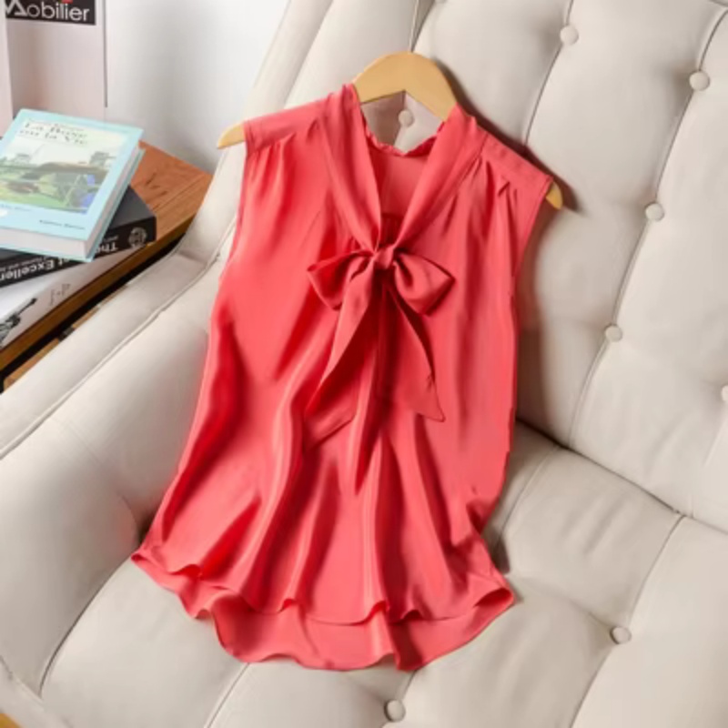 InjfibrTop-Chemise en émail At Fit pour femme, nœud décoratif, vêtements d'extérieur, 100% naturel, été, nouveauté