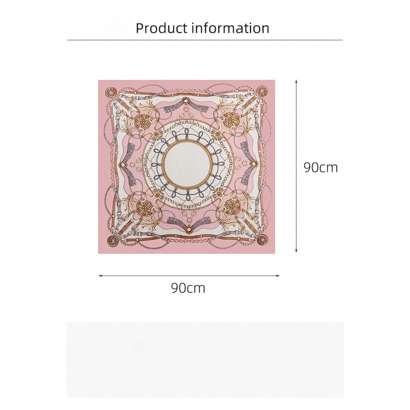 Foulard en soie rose pour cheveux, foulard en Satin élégant à motif de chaîne Vintage, grand foulard carré pour femmes, cheveux élégants