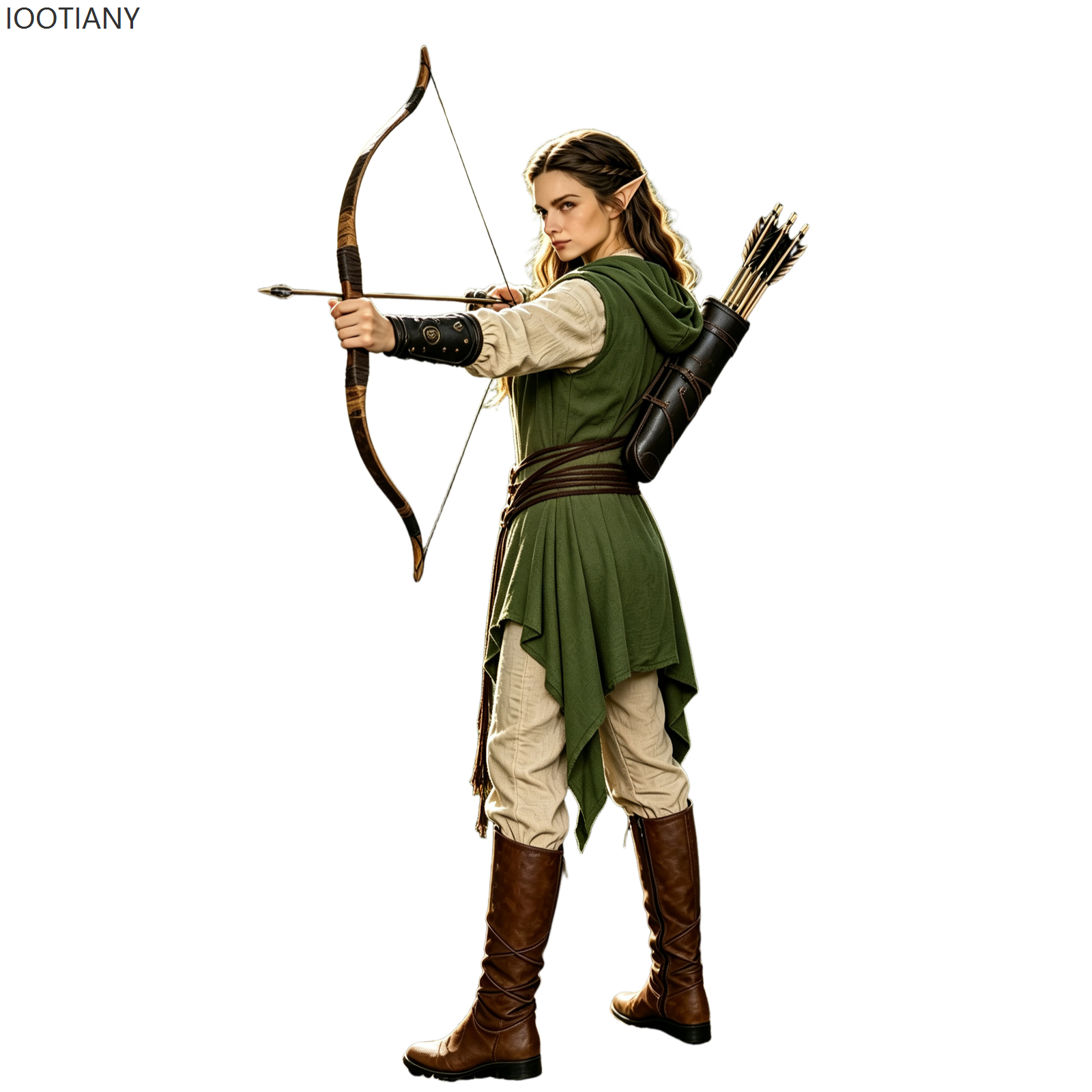 Robe tunique à capuche pour femme, style elfe médiéval, sans manches, ourlet irrégulier, ceinture en corde vintage, tenue de cosplay de chasseur gothique de la Renaissance.