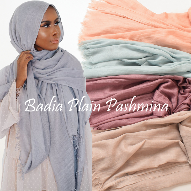 Maxi Hijab uni pour femme, châle doux effet coton froissé 105*190cm, léger avec franges, foulard de tête