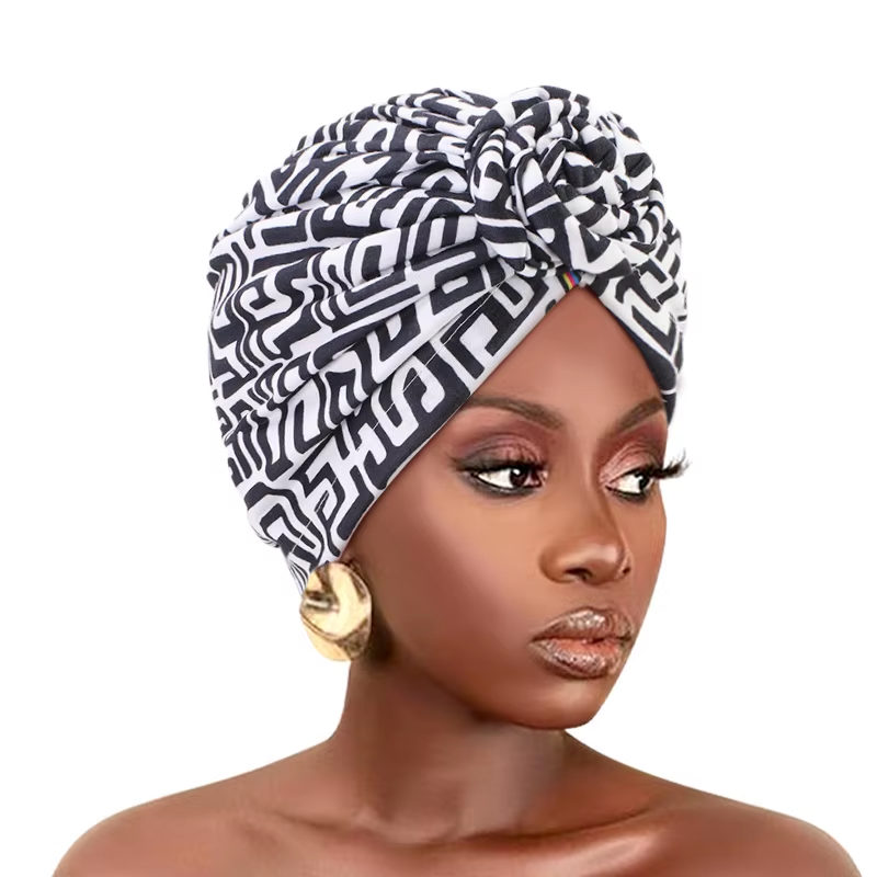 Turban à nœud africain tendance, bonnet Floral pré-noué, nœud avant élastique, enveloppe de tête élégante pour femmes, casquette de chimio, Bandana, couvre-chef, nouvelle collection
