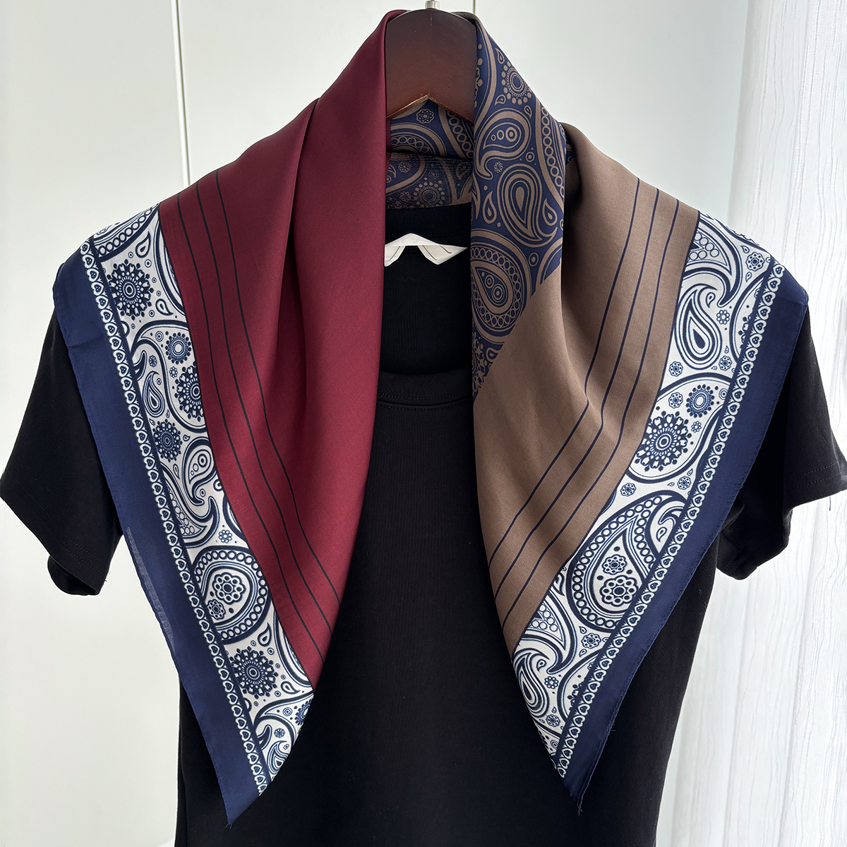 Foulard carré de 70cm pour femmes, Bandana Hijab à la mode pour la plage, imprimé noix de cajou, bandeau de vacances, châle doux de luxe