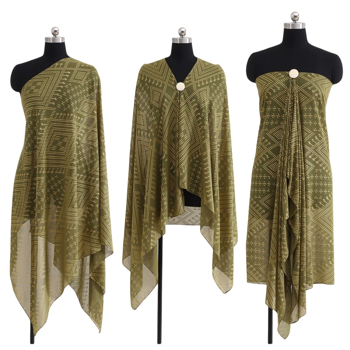 Écharpe Hijab Turban Polyvalente Respirante Tendance pour Femme, Châle Rétro en Mousseline de Soie Dorée et Perles d'Imitation
