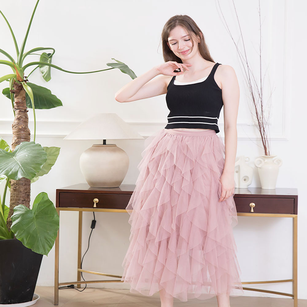 Jupe Tutu Grande Taille en Tulle à Volants Super Tendance Instagram pour Femme, Jupe Longue Féerique en Gaze Coupe A-Line