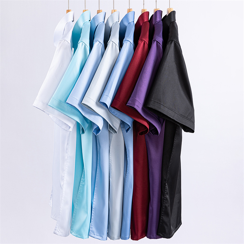 Nouvelles chemises pour hommes à manches courtes, chemises habillées pour hommes, coupe slim, chemise sociale, chemisier de bureau, chemise blanche avec poche, vêtements pour hommes, tailles S-7XL