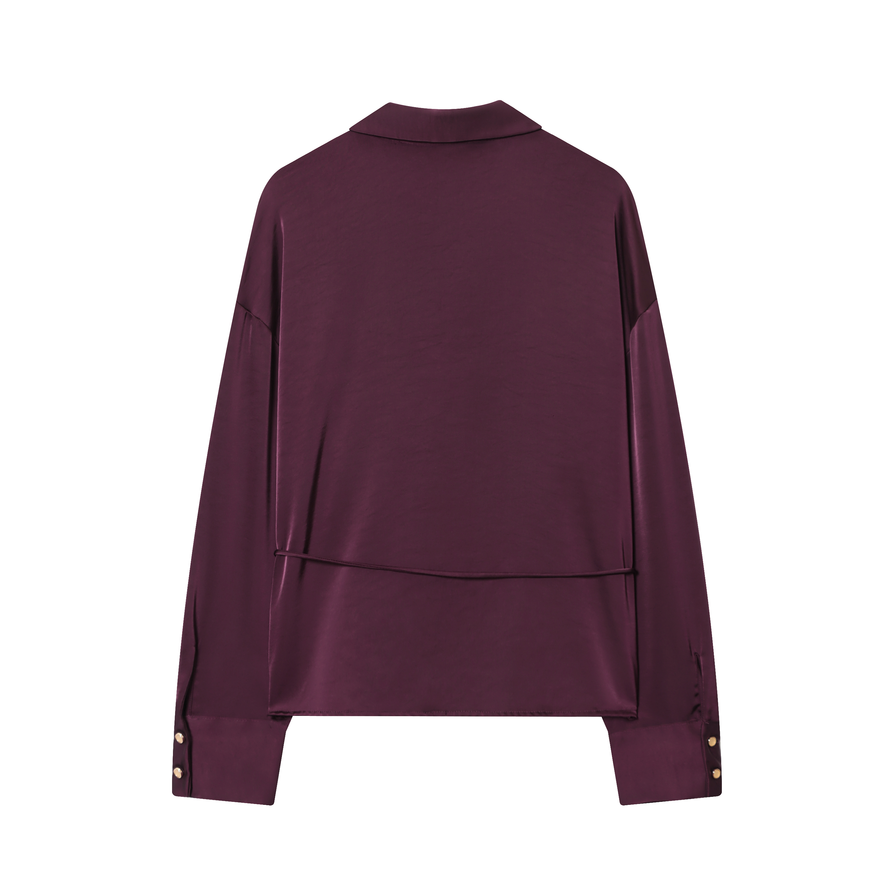 BSAY chemise en satin vêtements pour femmes 2025 automne nouveau noeud ceinture bouton à manches longues blouses chic bureau dames hauts mujer