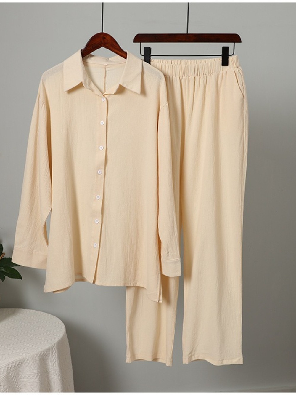 Ensemble deux pièces pour femmes musulmanes, pantalon à jambes larges, en coton et lin, chemise à boutons, costume Ramadan Eid dubaï, tenues arabes