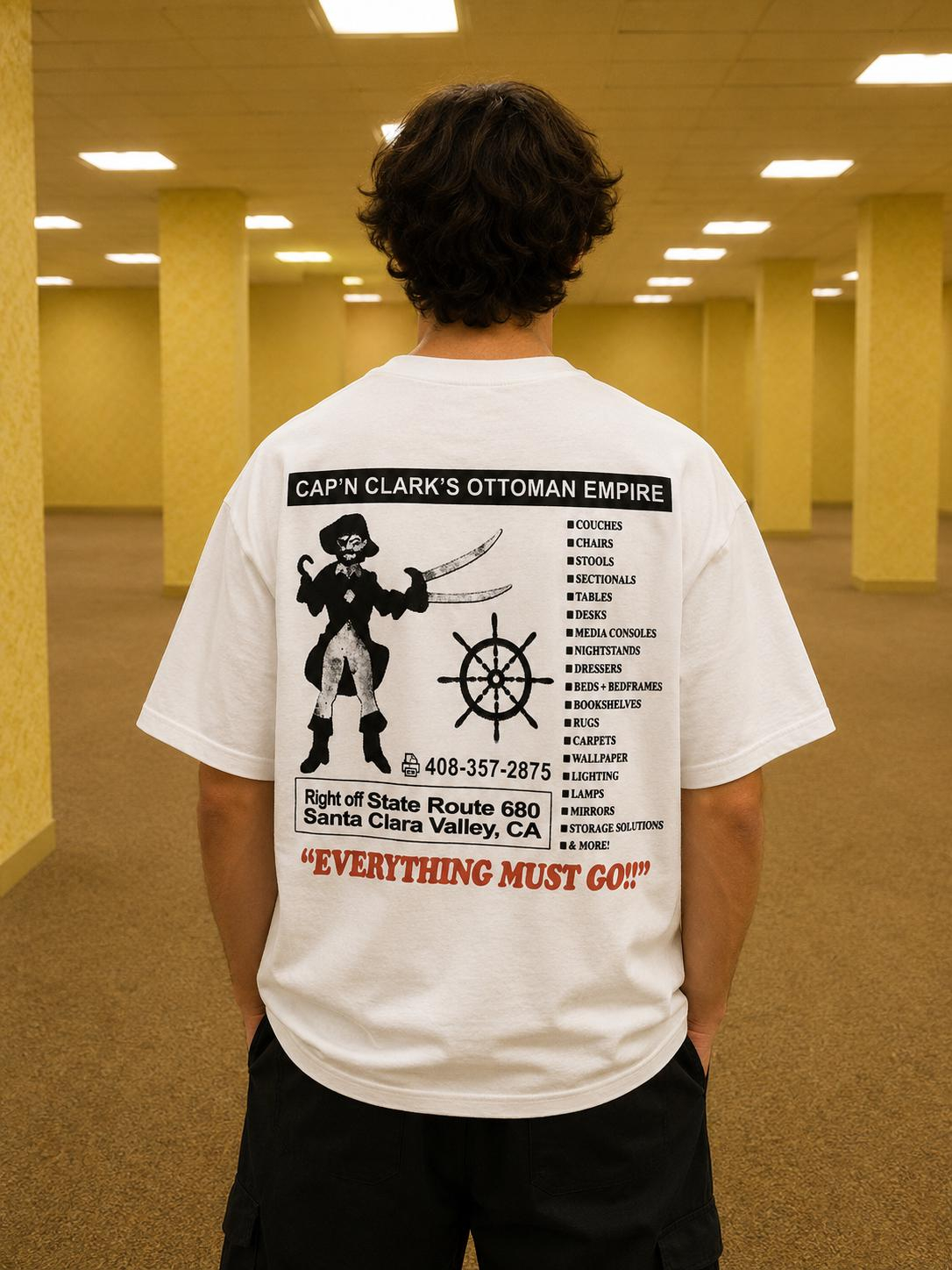 T-shirt en coton Cap'n Clark Backrooms 2026 à motif film, style Y2K, streetwear décontracté neutre, coupe ample et oversize pour l'été