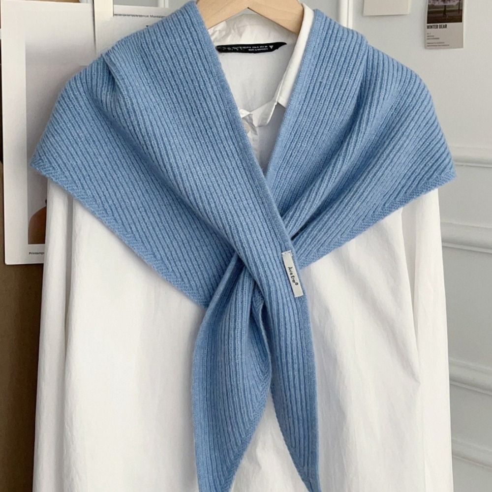 Écharpe tricotée en laine de couleur unie, Protection du cou, châle chaud pour femmes, écharpe triangulaire multifonctionnelle, Style britannique, nouvelle collection