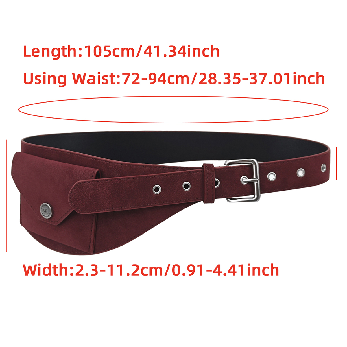 Le nouveau sac de taille haut de gamme pour femme à ceinture large rouge Ankela avec une ceinture décorative peut bien avec une jupe