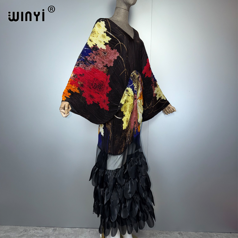 Robe plissée élastique ample WINYI, paréo de plage, abaya de luxe Dubaï, robe de soirée tendance, abaya, caftan pour femme musulmane