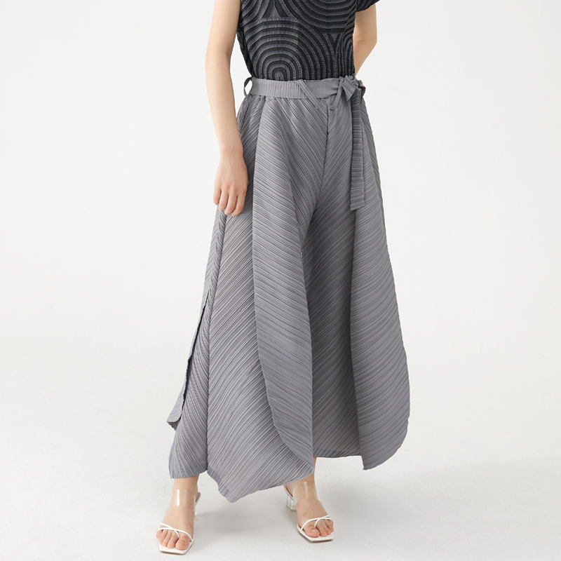 ATA YAKE-Pantalon Plissé à Jambes Larges pour Femme, Vêtement Esthétique Décontracté, avec Ceinture, Style Dubaï, Été