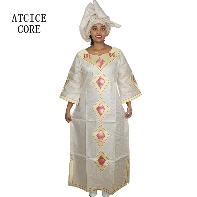 Robes africaines pour femme Bazin Riche broderie conception longue robe écharpe