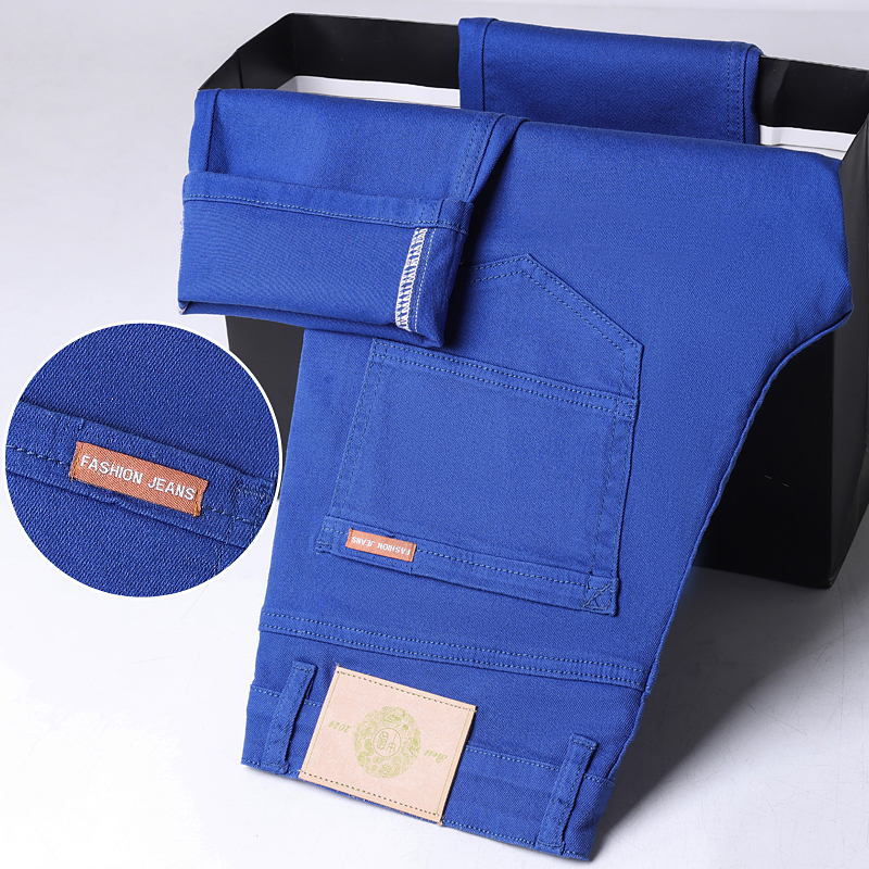 Jean en coton pour hommes, élastique, doux et confortable, pantalon décontracté, coupe droite, mode printemps-été, taille 28-44