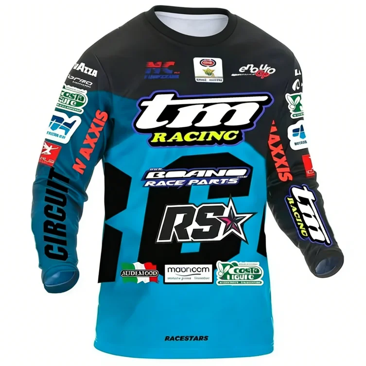 Maillot de cyclisme sportif à manches longues pour la moto tout-terrain, protection solaire pour hommes, adapté aux courses d'endurance, montagne