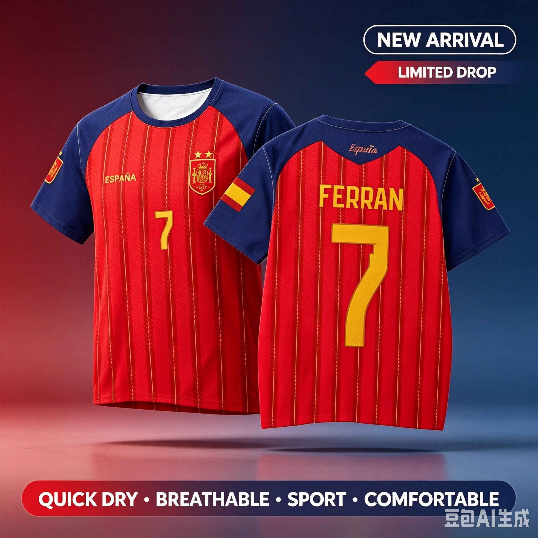 Maillot de football espagnol 2026, version fan, t-shirt à manches courtes, convient aux hommes et aux femmes, t-shirt imprimé en 3D pour hommes Y2k