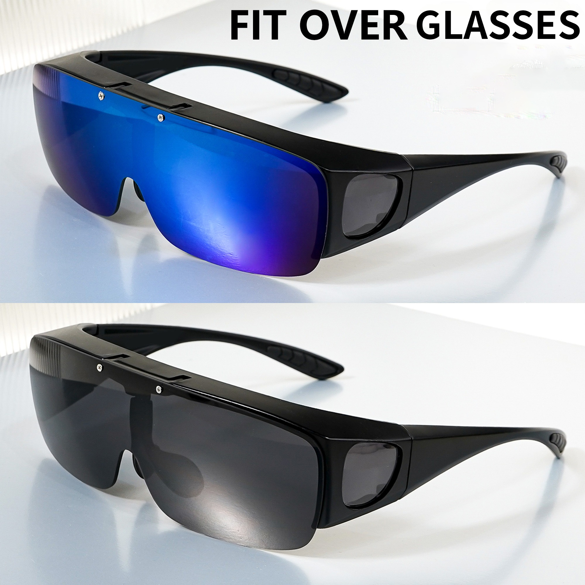 Lunettes de soleil superposables, lunettes de mode pour hommes et femmes, protection enveloppante, idéales pour la conduite