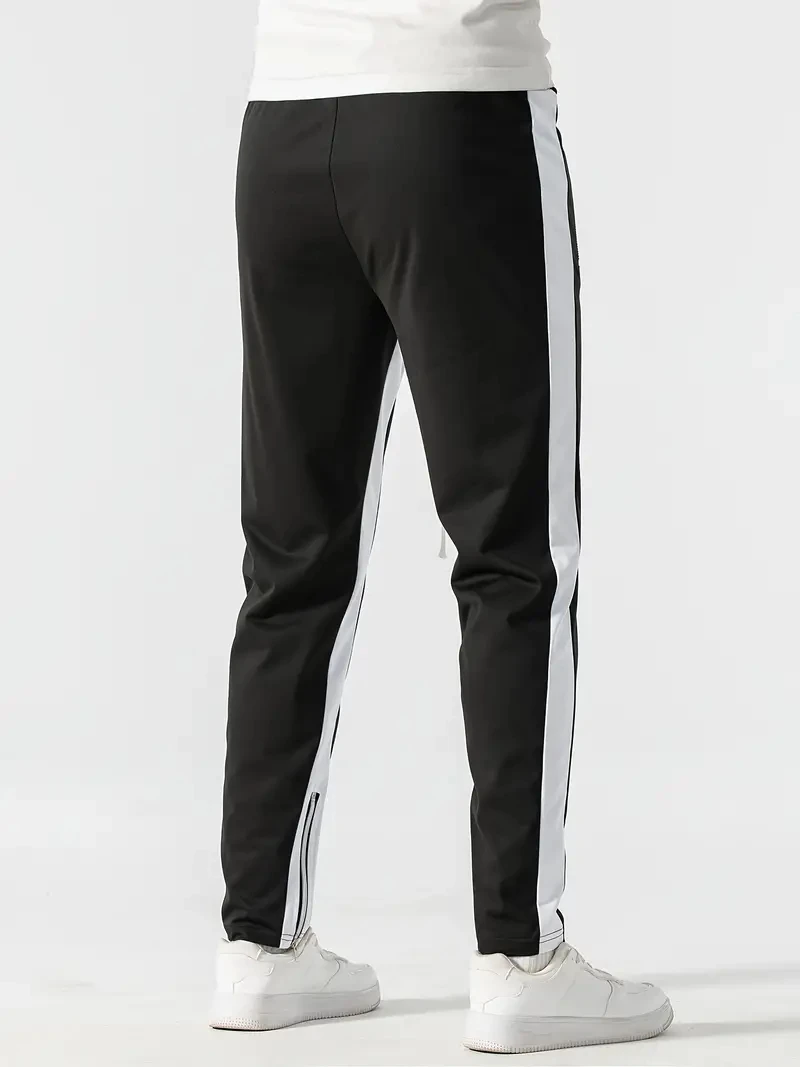 Hommes sweats pantalons de Jogging hommes pantalons décontractés hommes élégant bloc de couleur poches zippées cordon sport pantalon slim pantalon pantalon