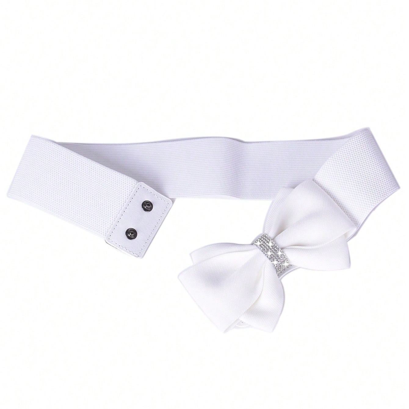 Ceinture blanche à nœud large et élastique pour femmes, ceinture de robe de soirée scintillante avec nœud, ceintures élégantes pour demoiselles d'honneur, tailles S à XL disponibles