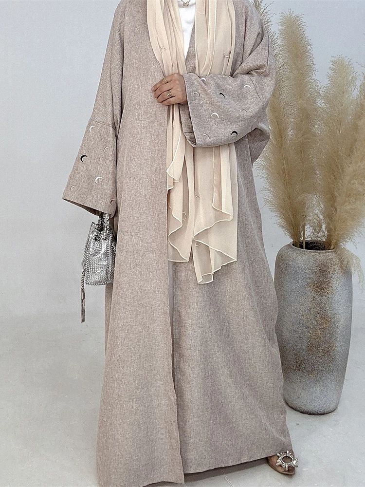 Ramadan lune noire Abaya Kimono Kebaya turquie Islam Robe musulmane modeste Damen vêtements de prière femmes caftans Robe Femme Musulmane