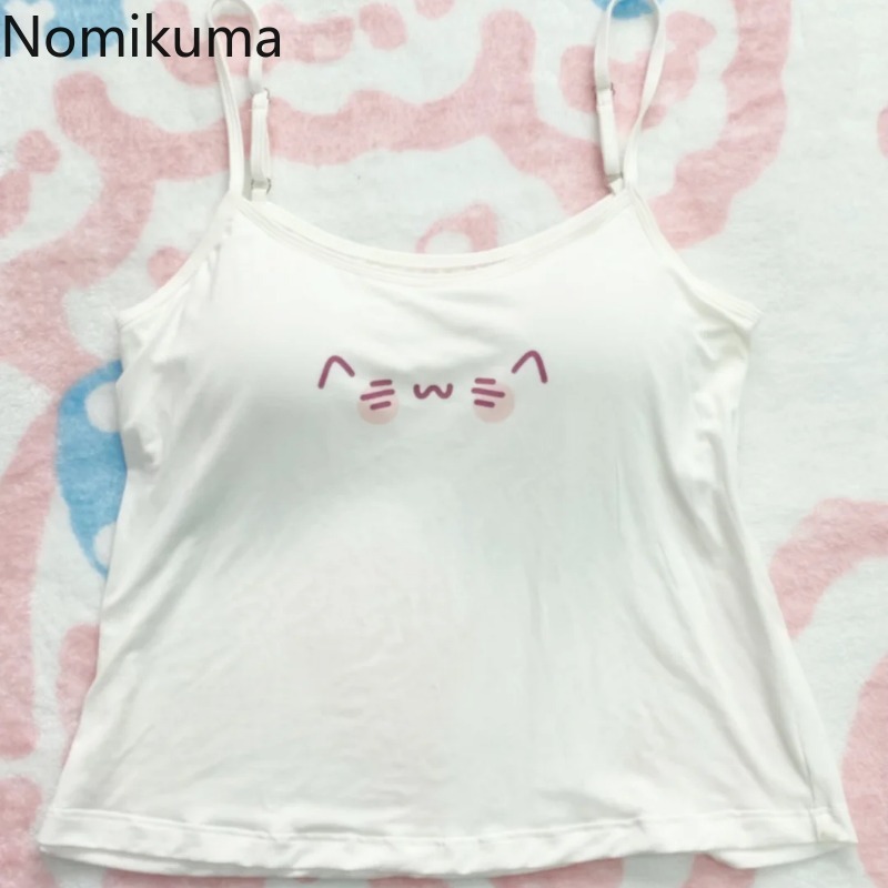 Haut court en coton imprimé dessin animé, gilet sans manches pour femmes, vêtements d'été à la mode, mignon coréen Y2k, débardeurs 2025 Ropa Mujer 49B692