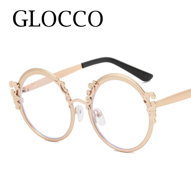 Lunettes de lecture rondes sculptées en or clair pour femmes, lunettes de Prescription Vintage uniques, monture métallique, lunettes bloquant la lumière bleue