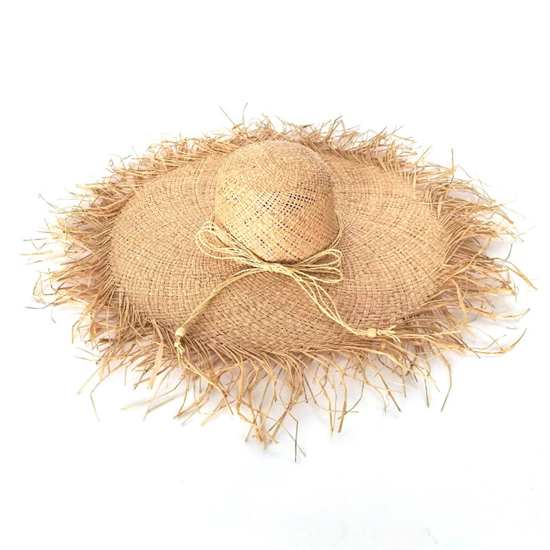 Chapeau de paille en raphia pour femmes, avec nœud papillon, ombrage, panama, large bord, pour les vacances, nouvelle collection été