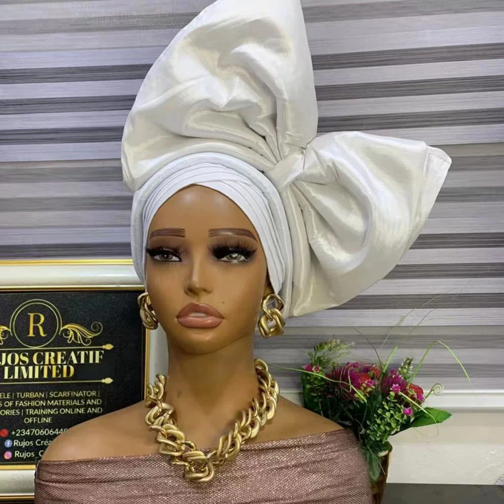 Casque exagéré africain Auto Gele couvre-chef Nigeria fête chapeaux chapeau dame bandeau grand nœud papillon Turban casquette pour les femmes