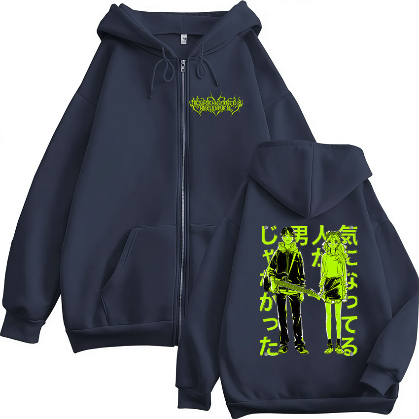 The Guy She Was Interested in Wasn't A Guy At All Anime Zipper Hoodies Hommes Femmes Harajuku Zip Up Hooded Sweatshirts Jackets Coat