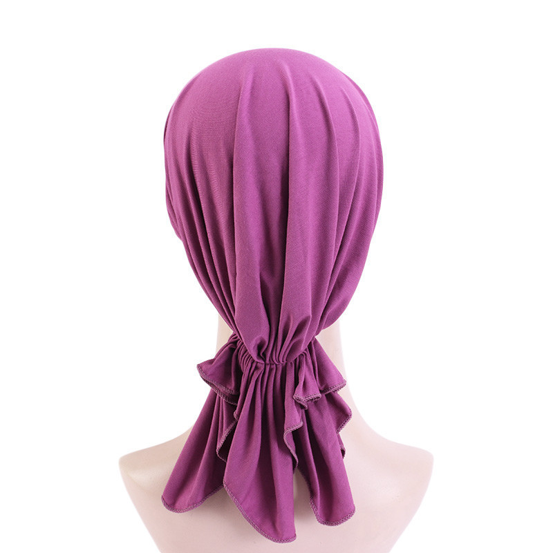 Élastique femmes Modal coton à volants Turban casquettes musulman foulard Bonnet pré-attaché Hijab bandeau casquette doux dame perte de cheveux chimio casquette