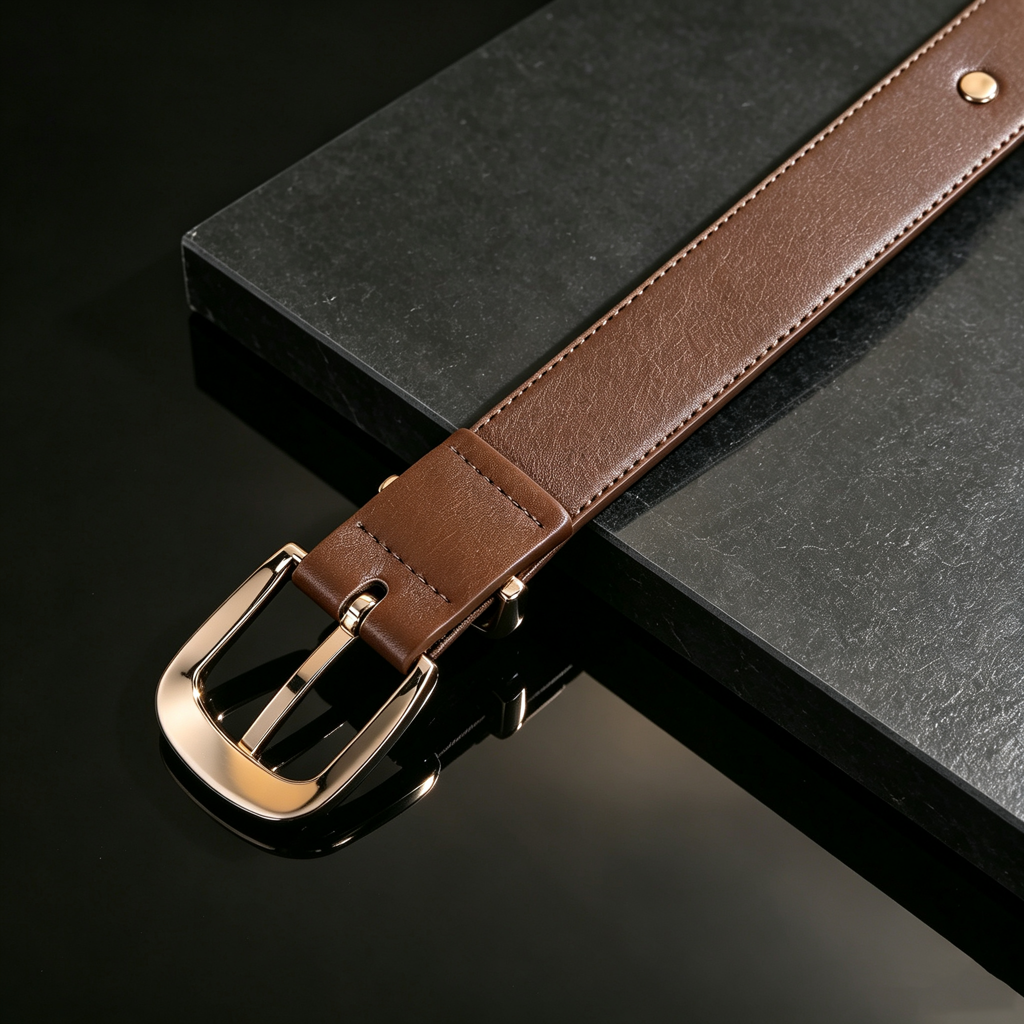 Ceinture cloutée pour femmes, pour robe en jean, mode Punk, ceinture en cuir noir avec boucle or/argentée, ceinture pour femmes