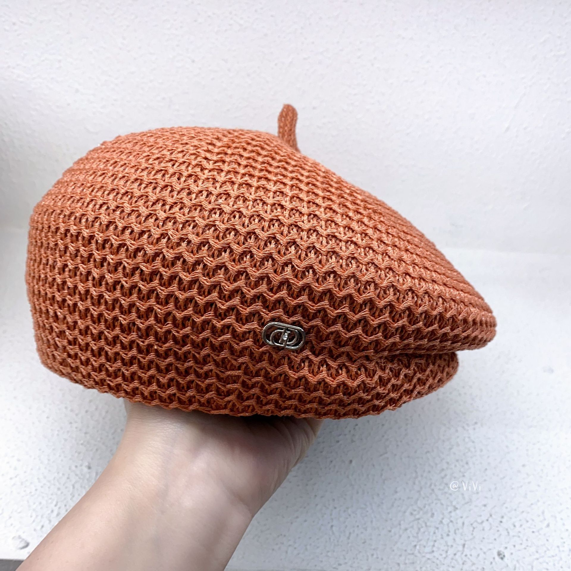 Béret en Crochet pour femmes, chapeau de soleil doux et souple, béret Chic découpé, bonnet en tricot, béret de peintre français