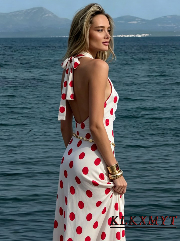 Nouvelle Robe Halter Chic et Élégante pour Femme, Sexy, Dos Nu, Sans Manches, avec Nœud et Lacets, Idéale pour l'Été et les Cérémonies de Remise des Diplômes